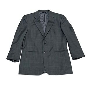 Jos A Bank 43R Gray Plaid 100% Wool Two Button Blazer Sport Coat Men's